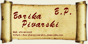 Borika Pivarski vizit kartica